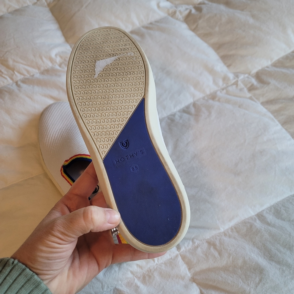Rothy's The Original Slip On Sneaker White Rainbow Slip on Shoes - Picture 4 of 7